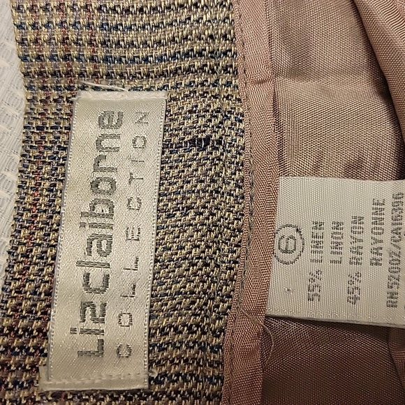 Liz Claiborne Gray Cream And Rust Plaid Lined Pencil Skirt - Picture 2 of 6